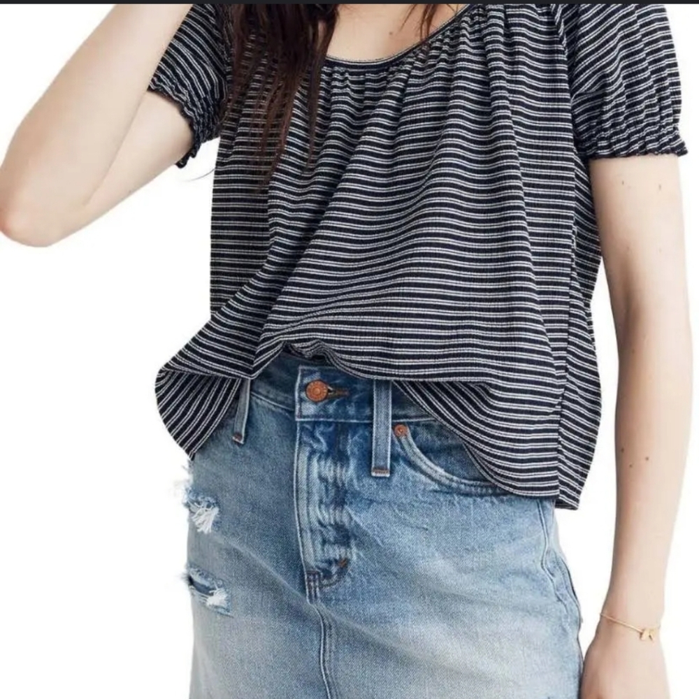 Madewell Texture & Thread Peasant Top Striped - Picture 4 of 8